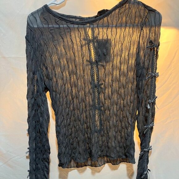 Forever 21 Women’s Chevron Jacquard Cutout Crop Top Gray Large - Picture 6 of 13